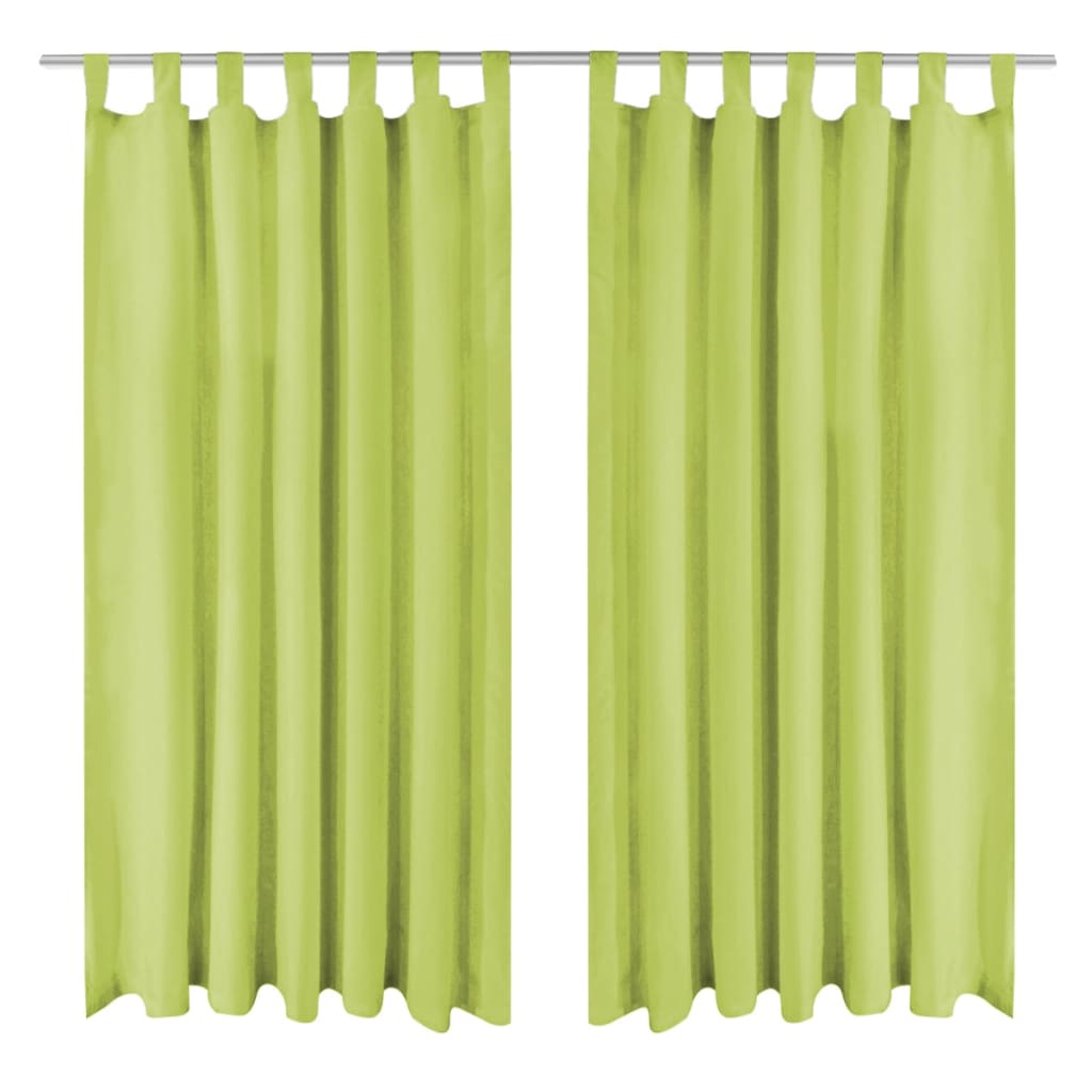 Micro-Satijnen Gordijnen Met Lussen 140X225 Cm Groen 2 St
