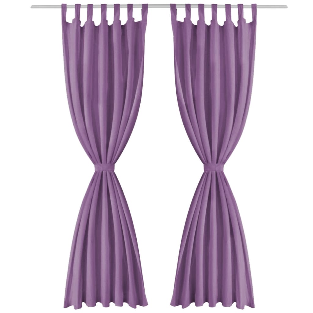 Micro-Satijnen Gordijnen Met Lussen 140X175 Cm Lila 2 St