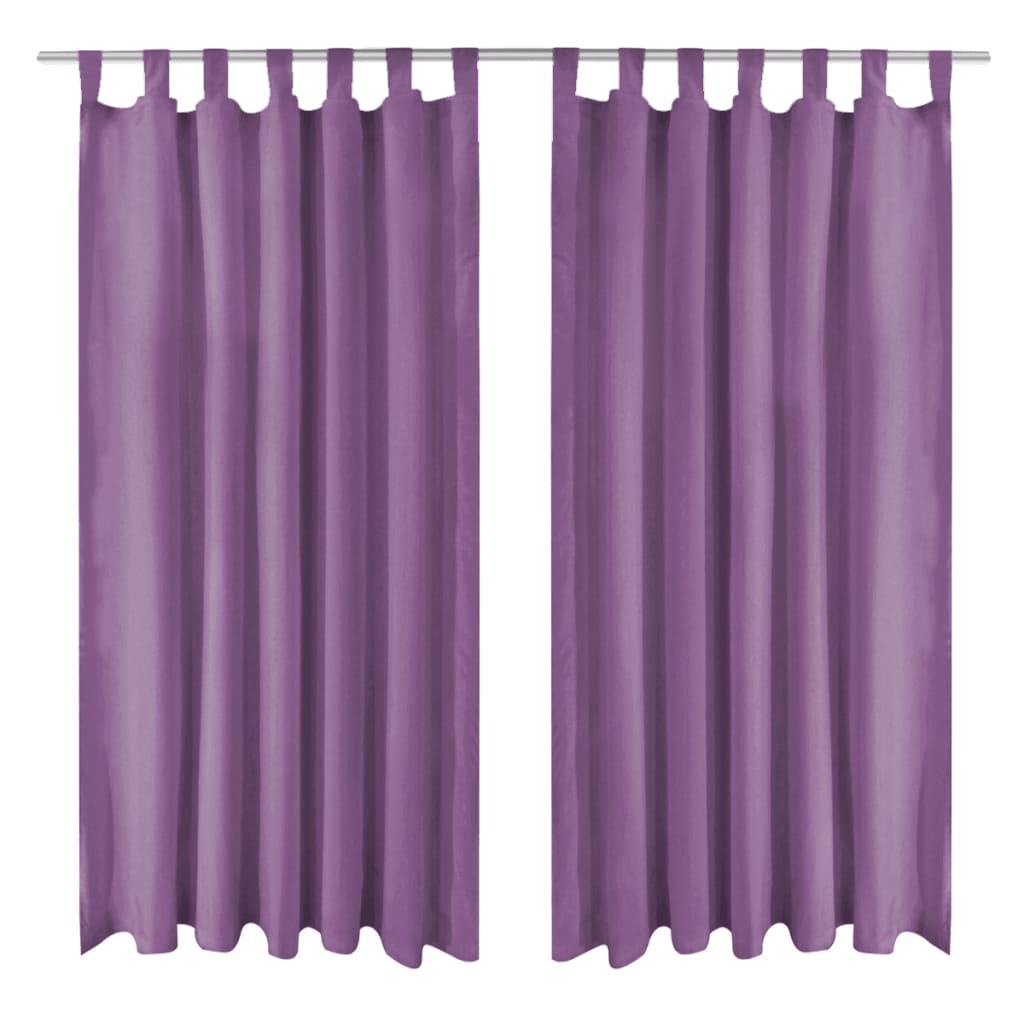 Micro-Satijnen Gordijnen Met Lussen 140X245 Cm Lila 2 St