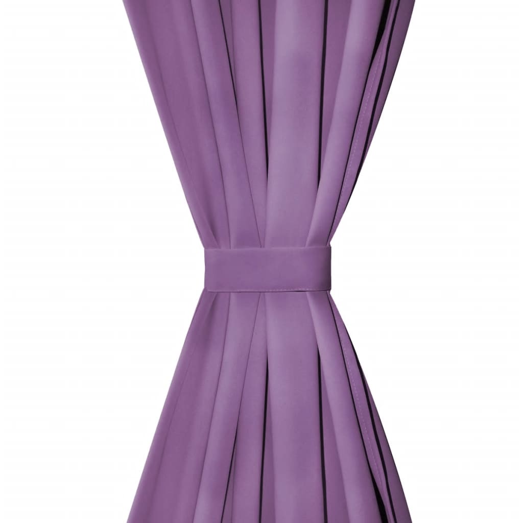 Micro-Satijnen Gordijnen Met Lussen 140X245 Cm Lila 2 St