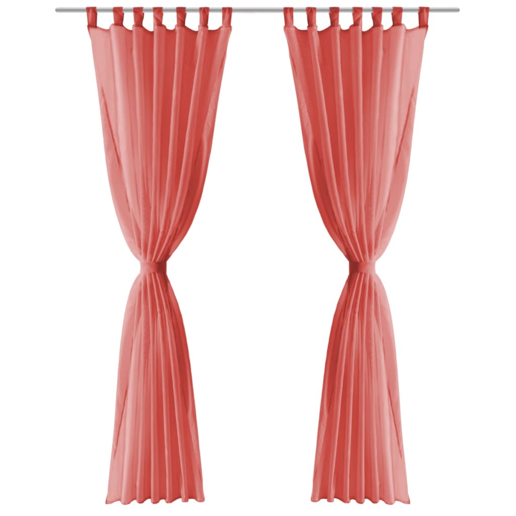 Gordijnen Voile 140X175 Cm Rood 2 St
