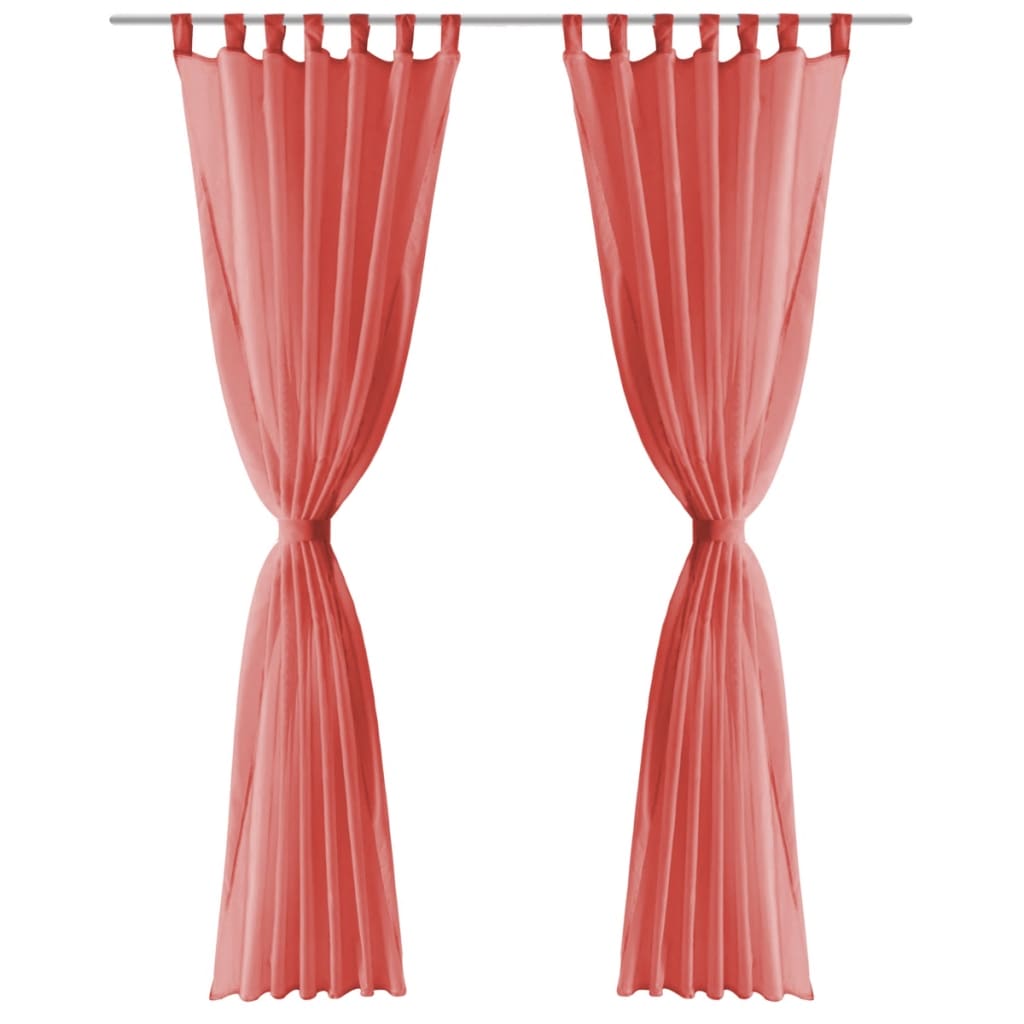 Gordijnen Voile 140X225 Cm Rood 2 St