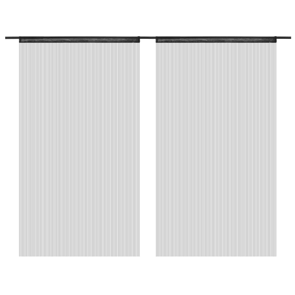 Draadgordijnen 2 St 140X250 Cm Zwart