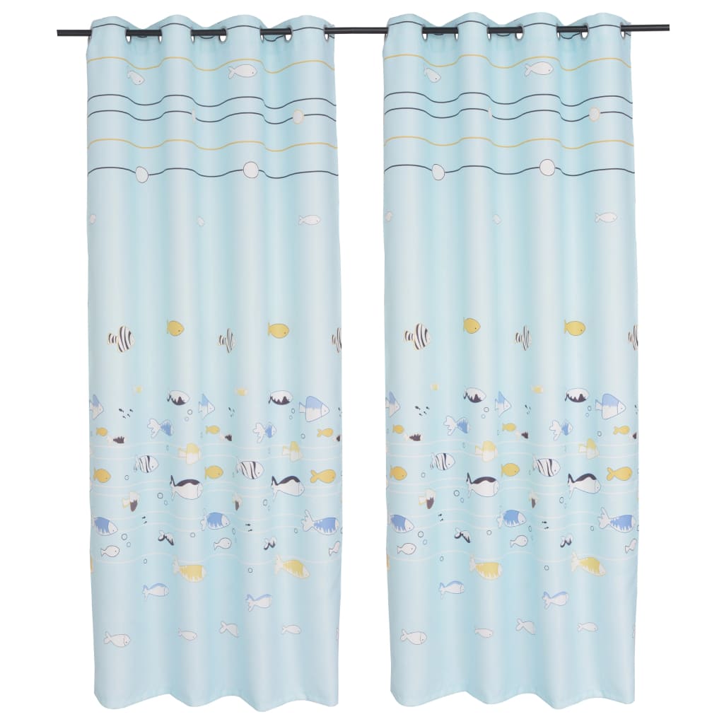 Kindergordijnen Verduisterend 140X240 Cm Blauw 2 St