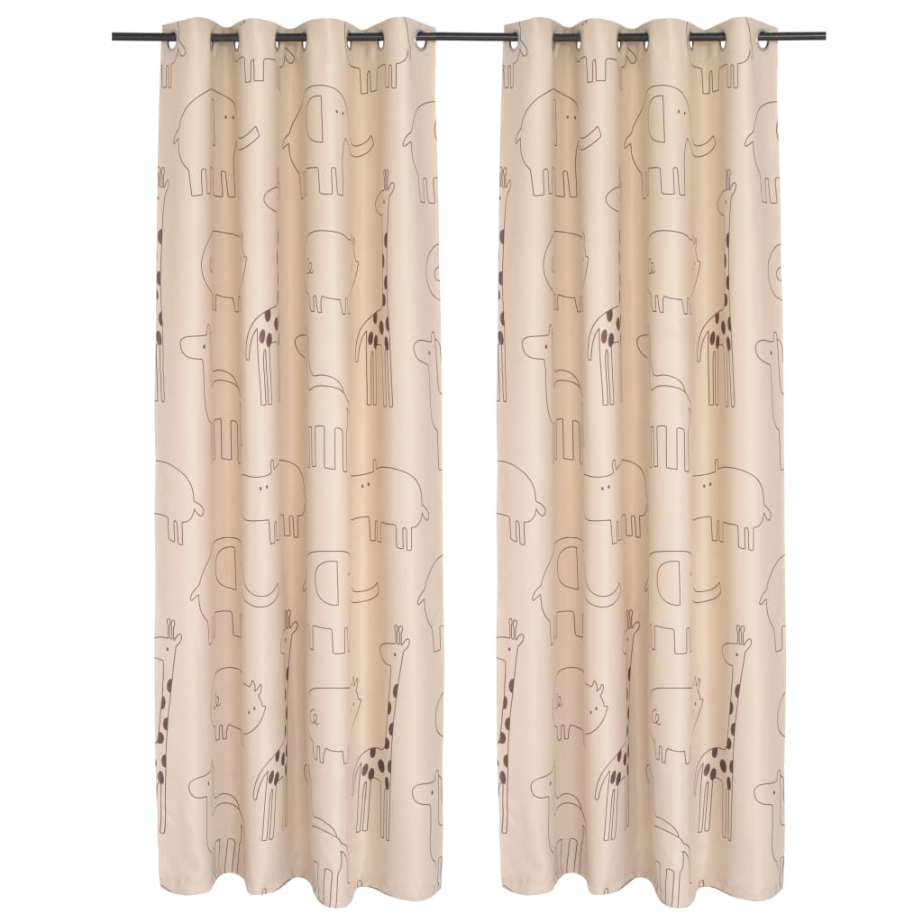 Kindergordijnen Verduisterend 140X240 Cm Beige 2 St