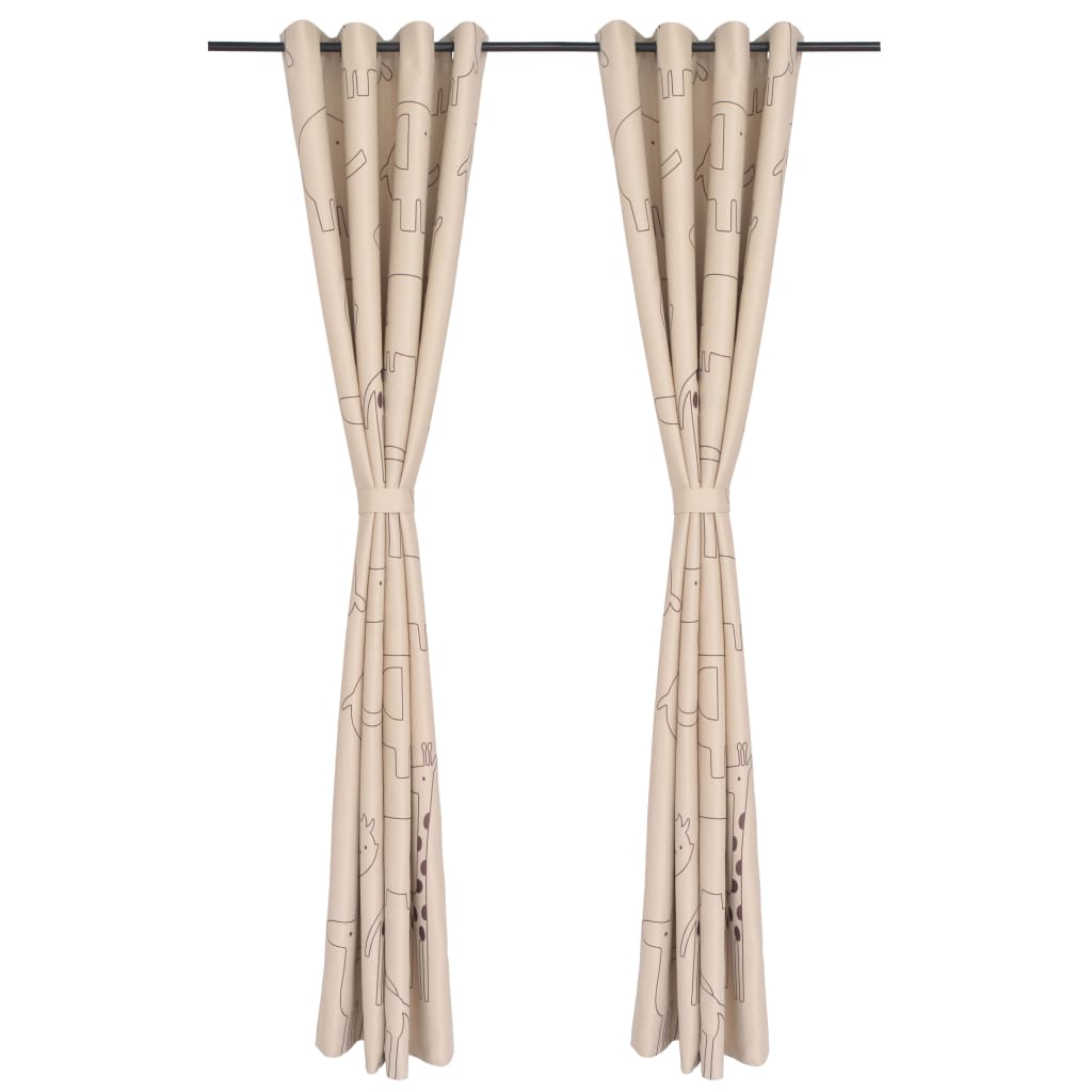 Kindergordijnen Verduisterend 140X240 Cm Beige 2 St