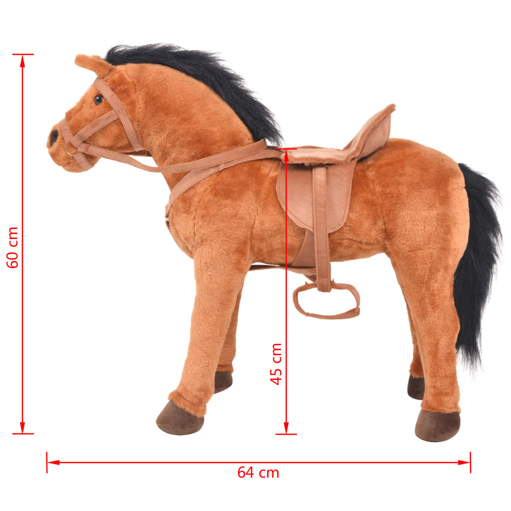 Staand Knuffelpaard Pluche Bruin