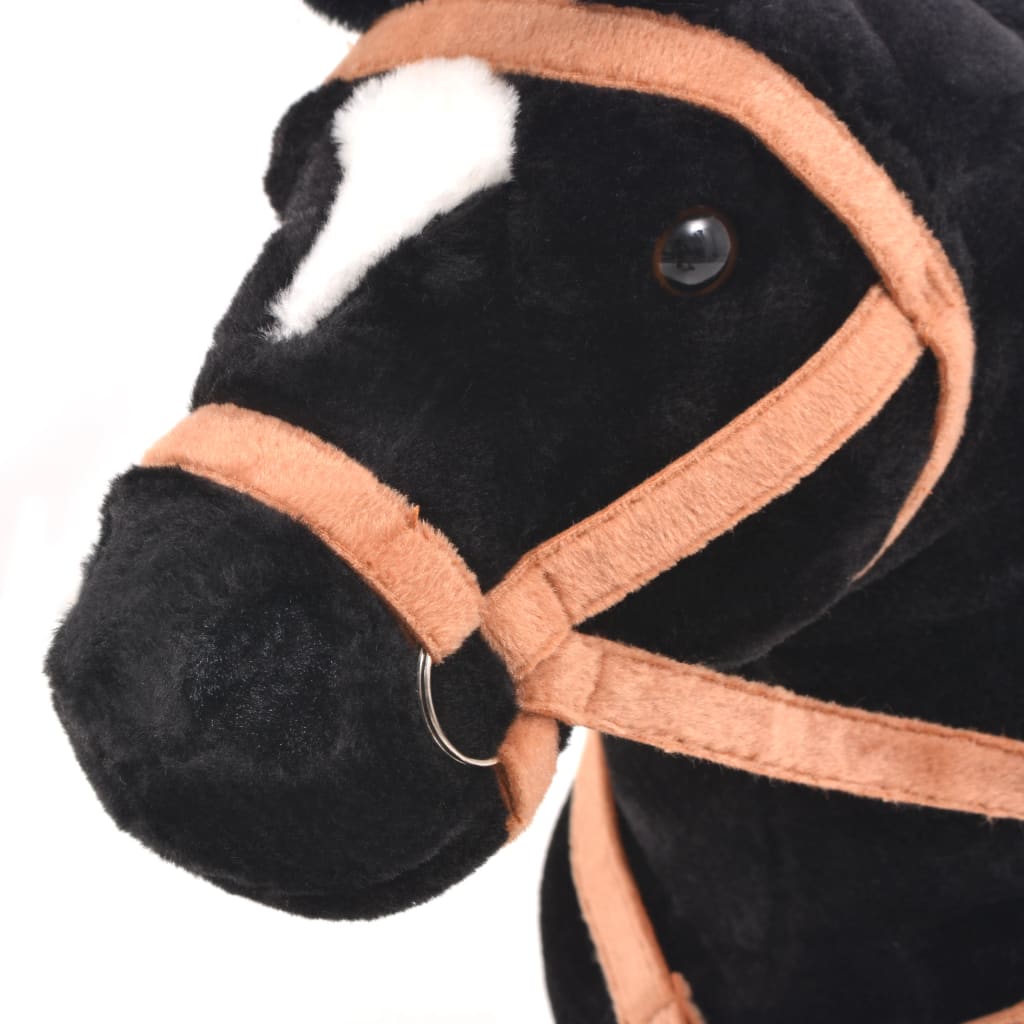 Staand Knuffelpaard Pluche Zwart