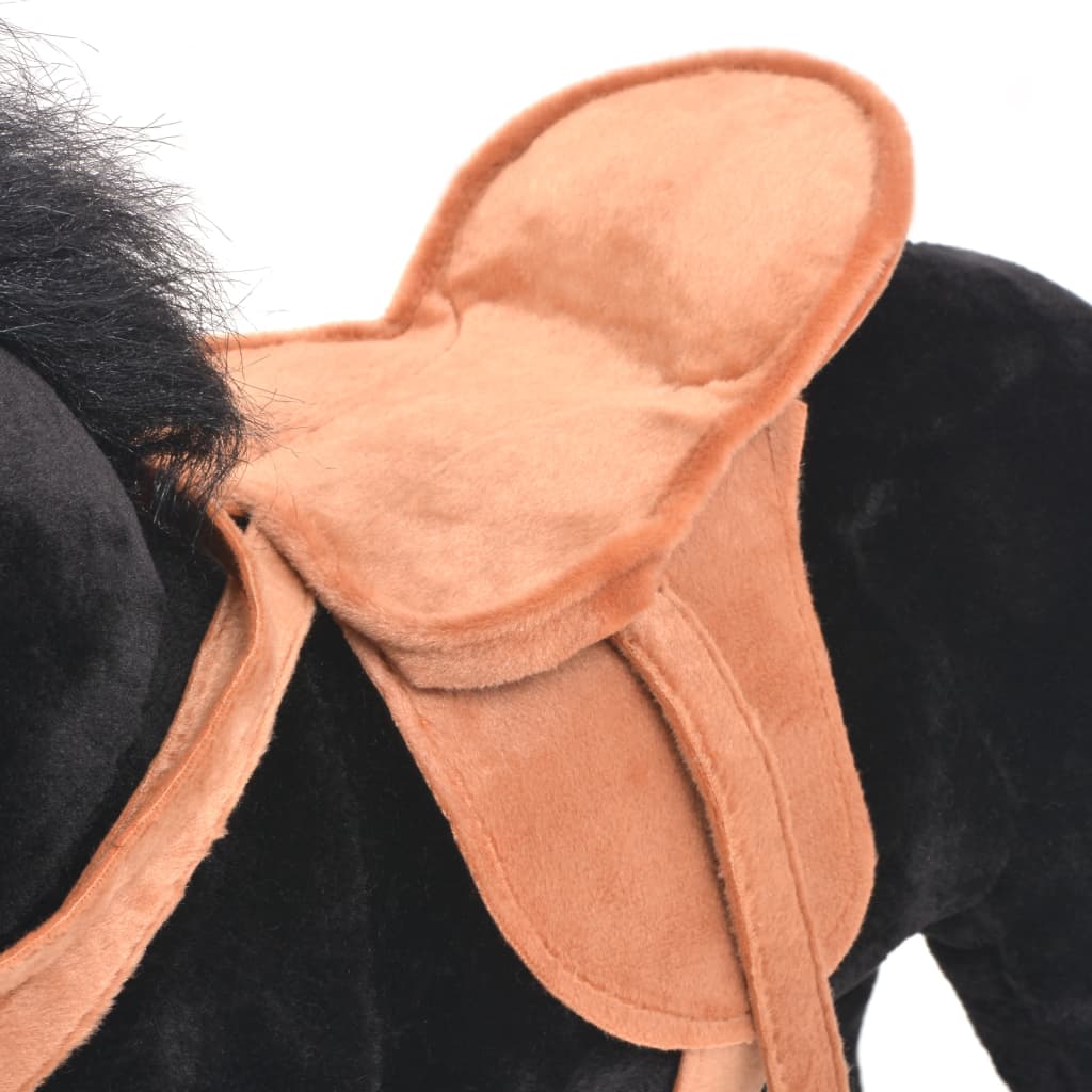 Staand Knuffelpaard Pluche Zwart