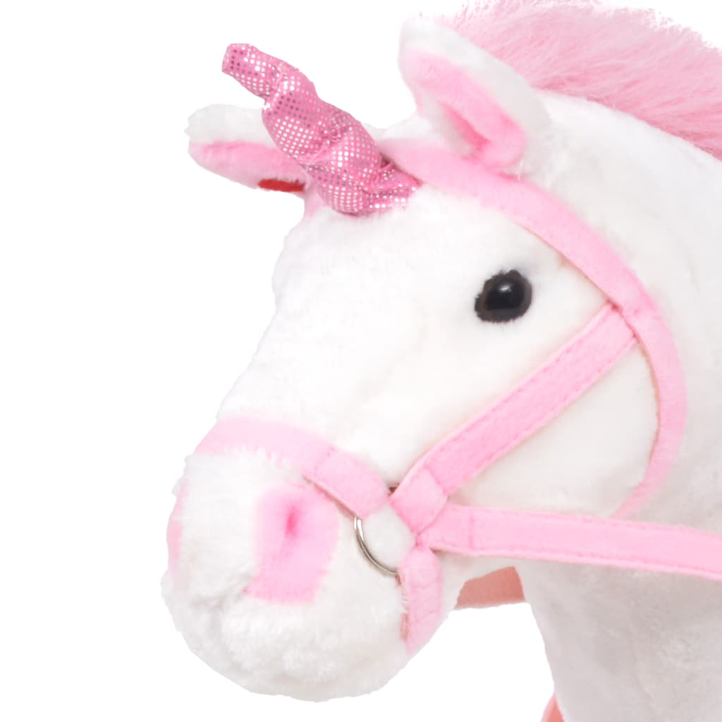 Speelgoedeenhoorn Staand Xxl Pluche Wit En Roze