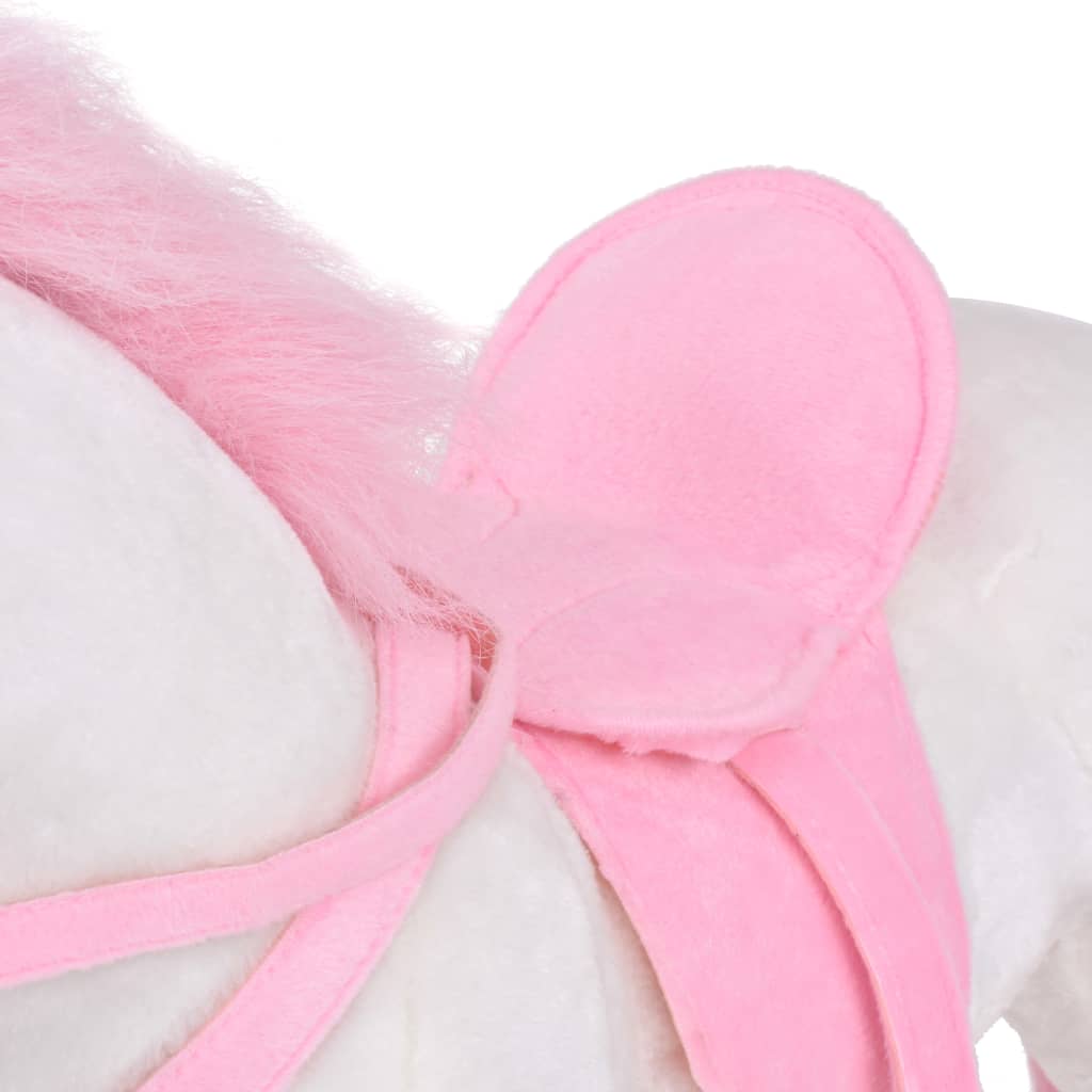 Speelgoedeenhoorn Staand Xxl Pluche Wit En Roze