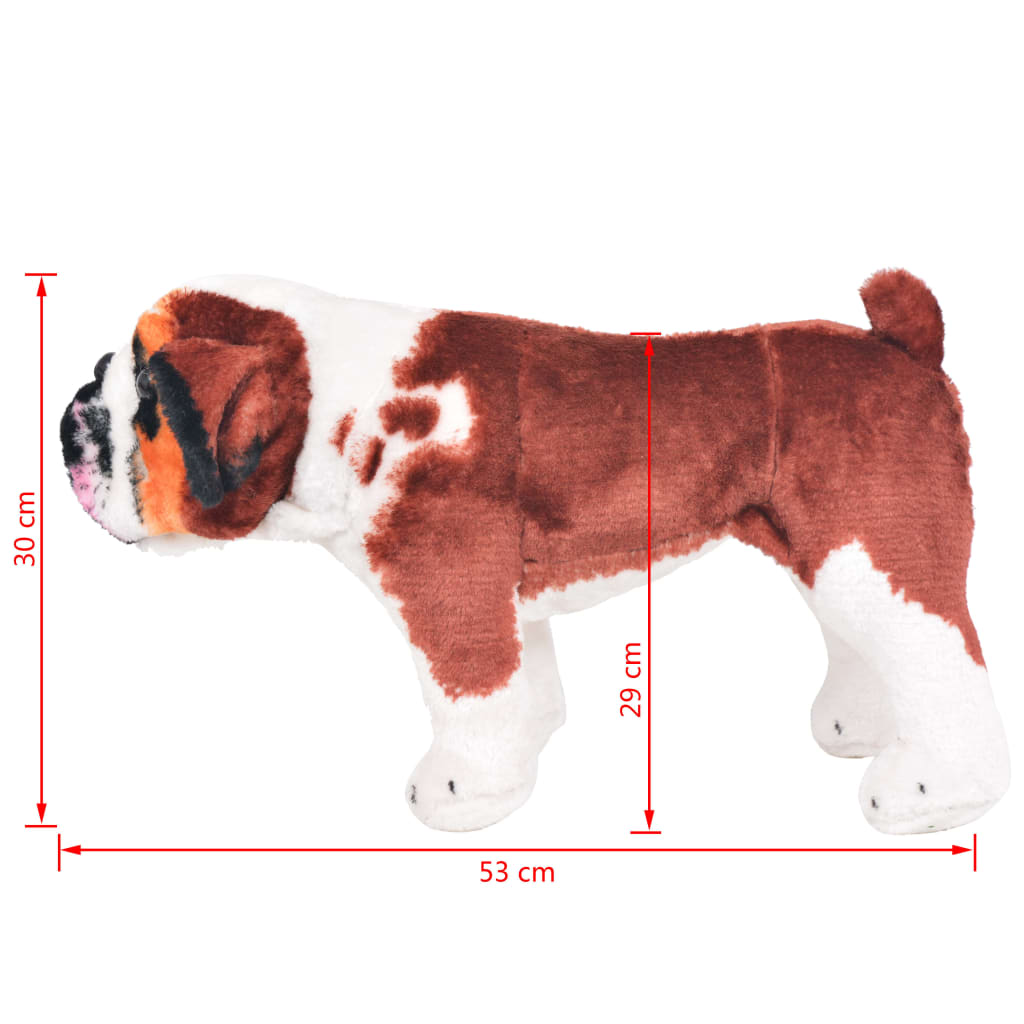 Speelgoedbulldog Staand Xxl Pluche Wit En Bruin