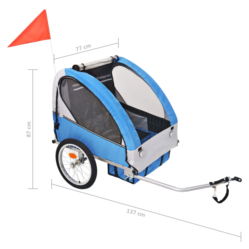 Fietskar Voor Kinderen 30 Kg Grijs En Blauw