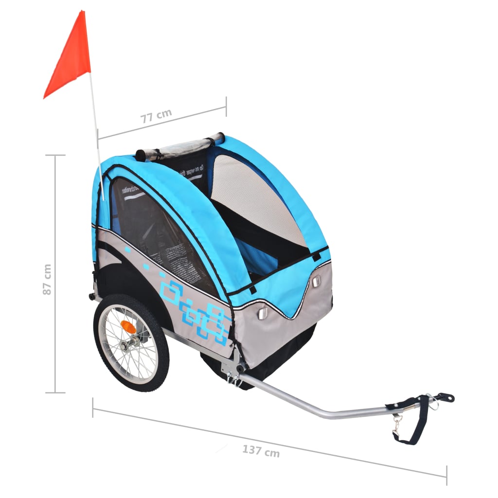 Fietskar Voor Kinderen 30 Kg Grijs En Blauw
