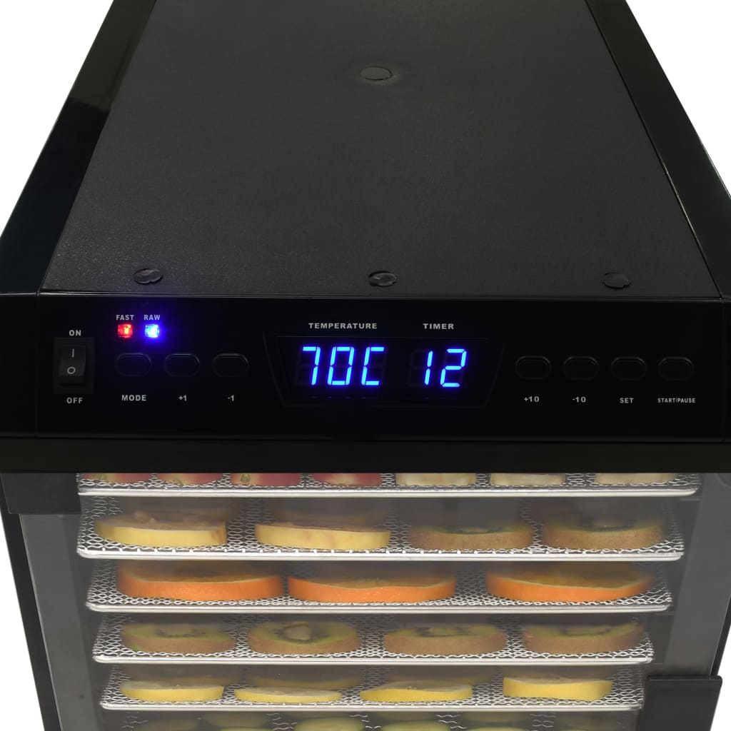 Voedseldroger Met 11 Lades 480 W Roestvrij Staal Zwart