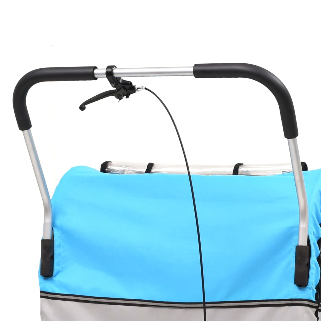 Kinderfietskar En Wandelwagen 2-In-1 Blauw En Grijs