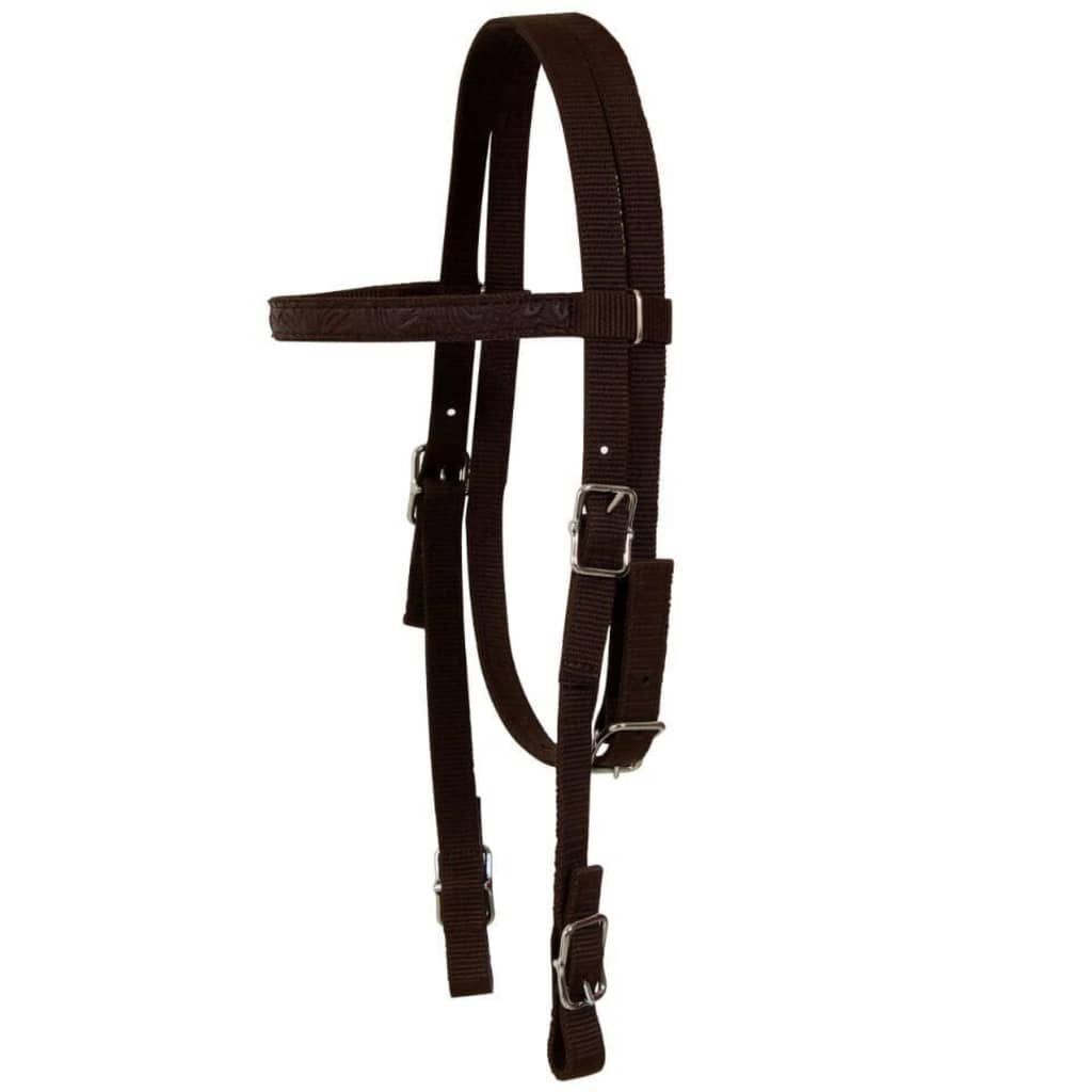 Western Zadel, Hoofdstel En Borstriem 16" Echt Leer Bruin