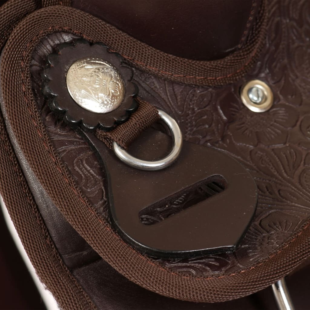 Western Zadel, Hoofdstel En Borstriem 16" Echt Leer Bruin