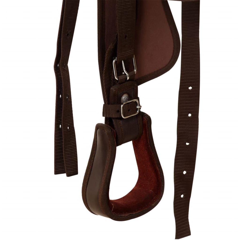 Western Zadel, Hoofdstel En Borstriem 16" Echt Leer Bruin