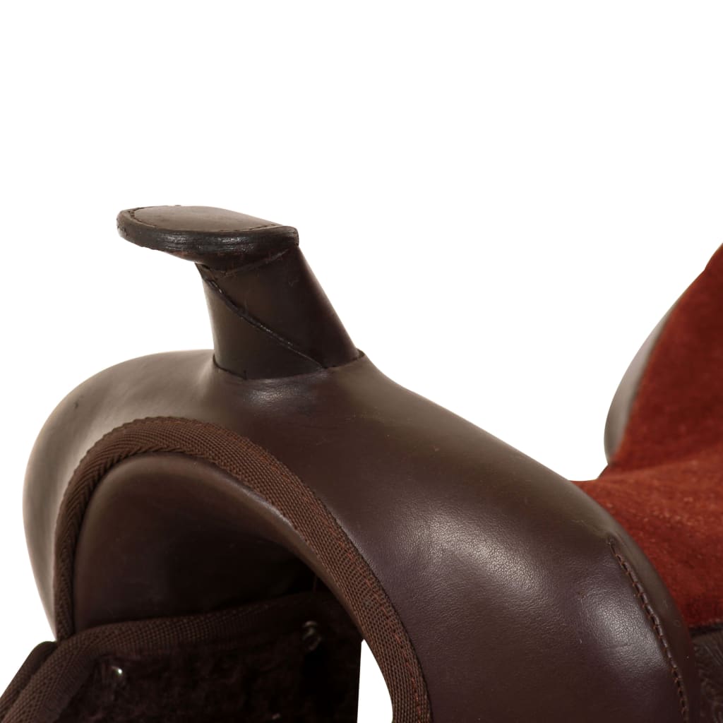 Western Zadel, Hoofdstel En Borstriem 17" Echt Leer Bruin
