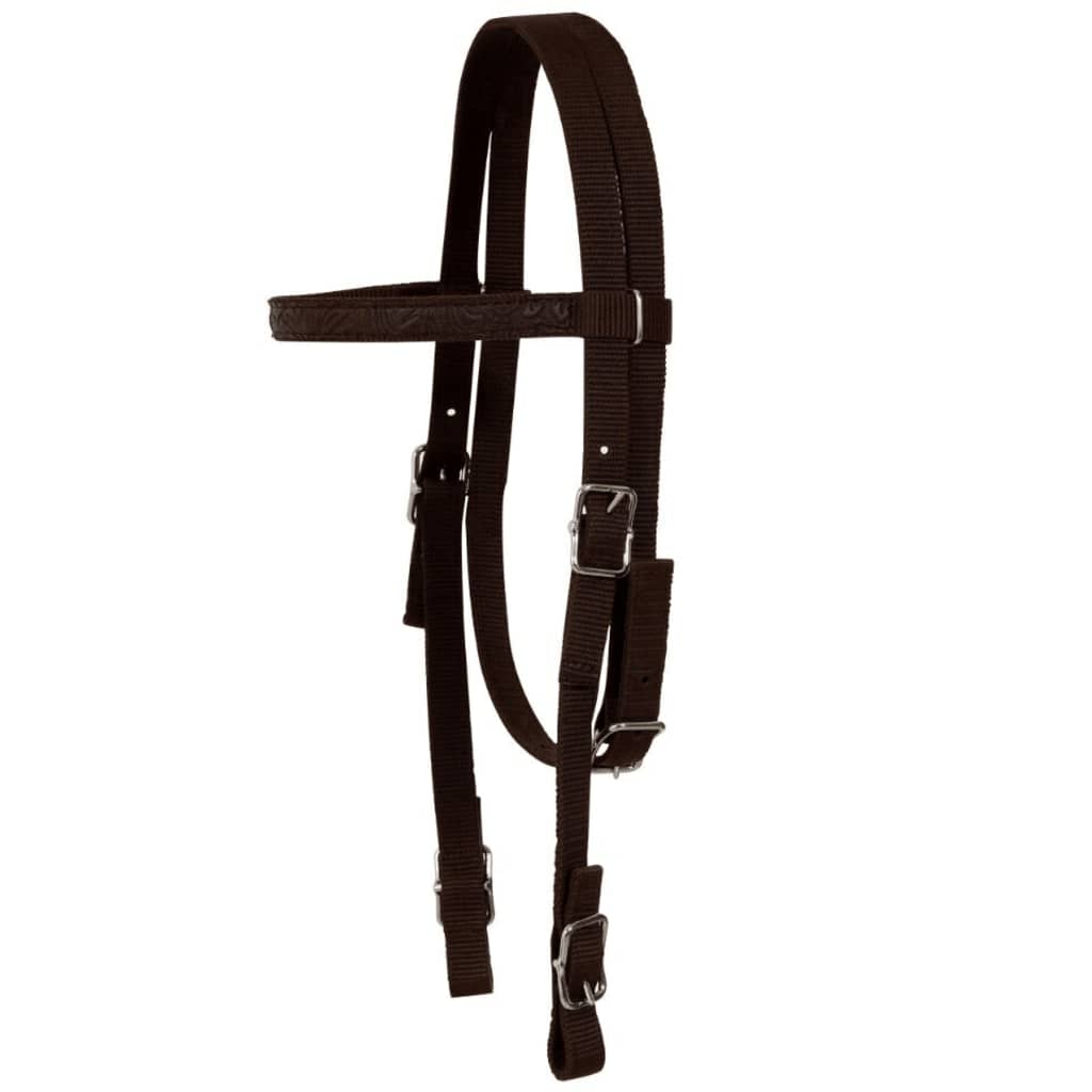 Western Zadel, Hoofdstel En Borstriem 12" Echt Leer Bruin