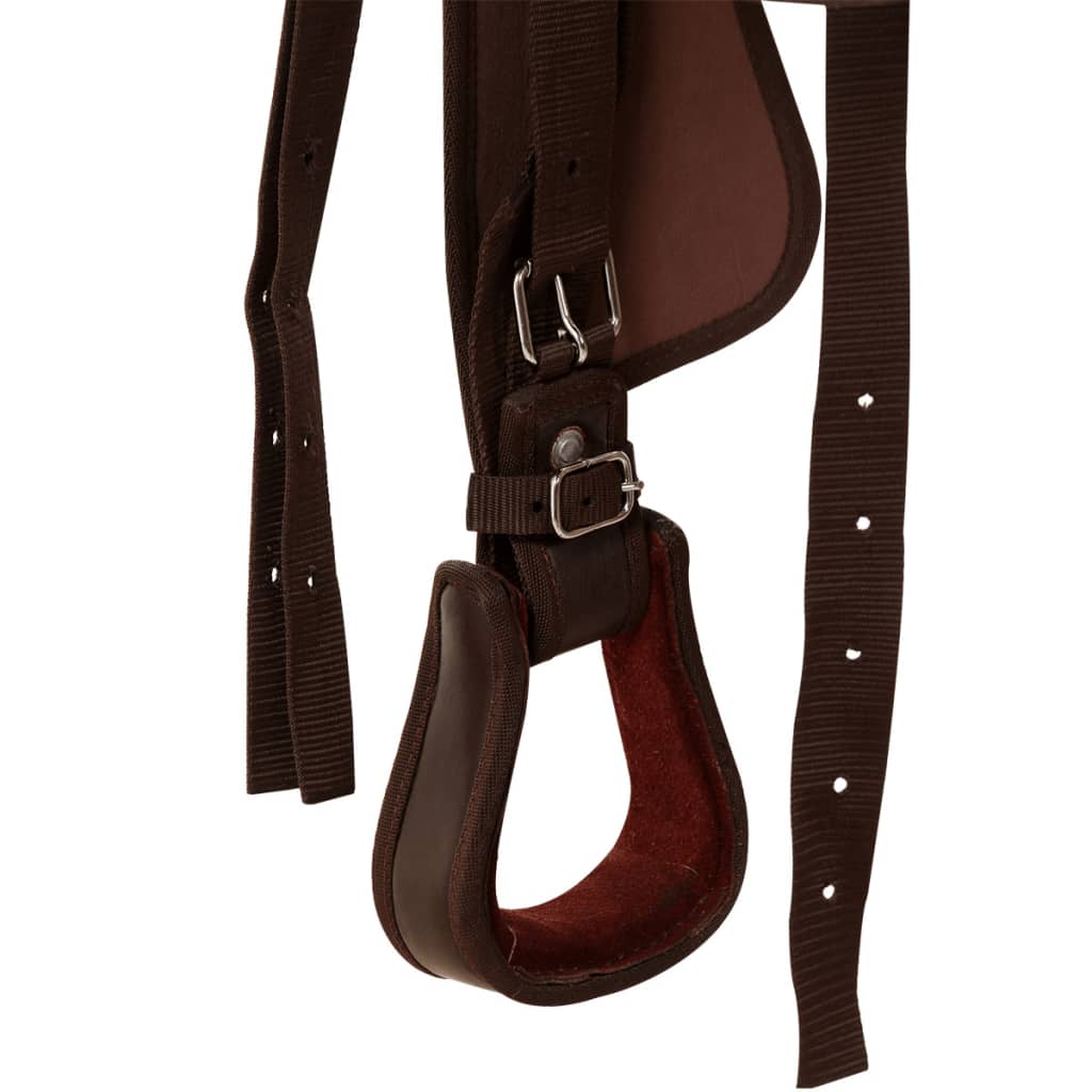 Western Zadel, Hoofdstel En Borstriem 13" Echt Leer Bruin