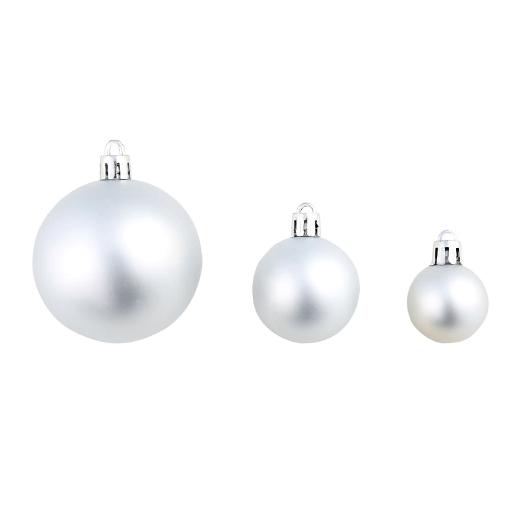 113-Delige Kerstballenset 3/4/6 Cm Zilverkleurig