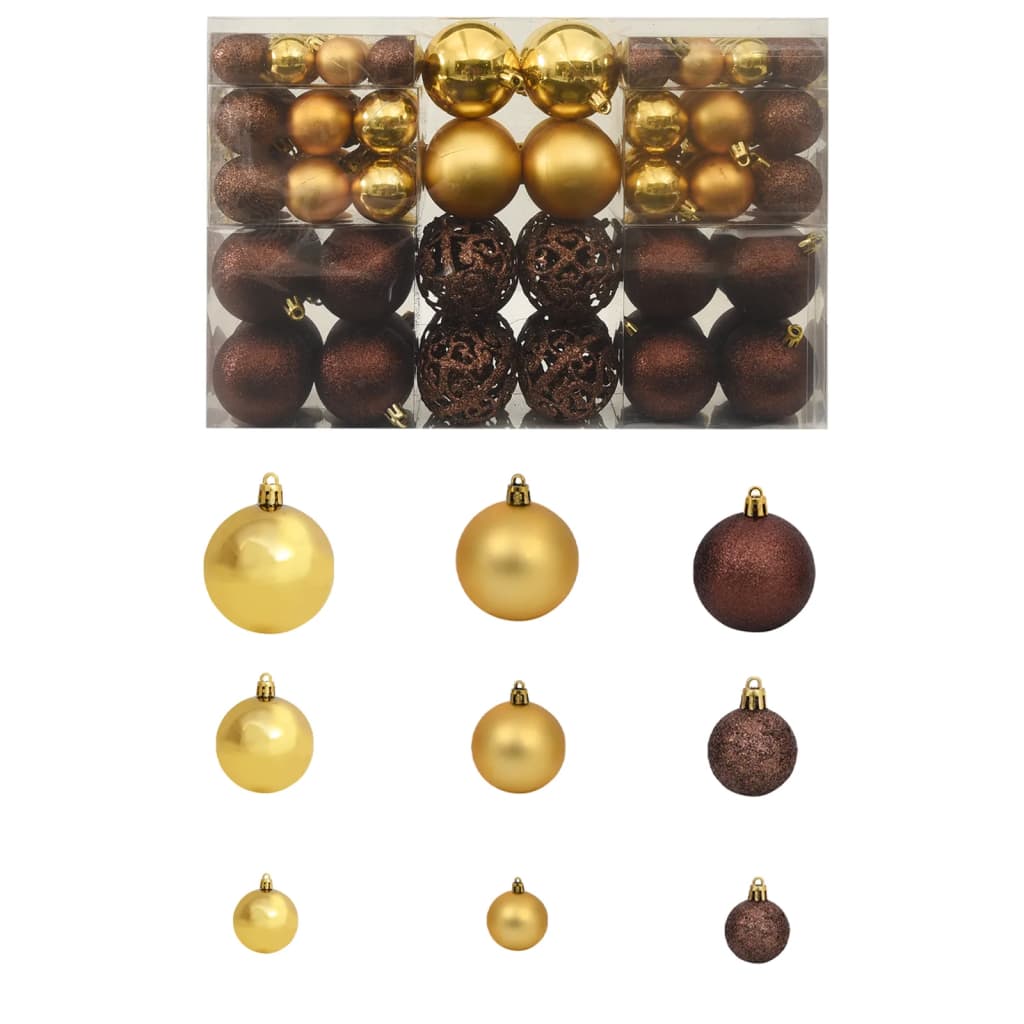 100-Delige Kerstballenset 3/4/6 Cm Bruin/Bronskleur/Goudkleurig