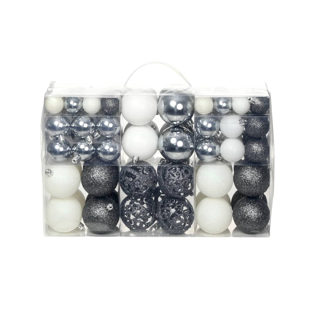 100-Delige Kerstballenset 3/4/6 Cm Wit/Grijs