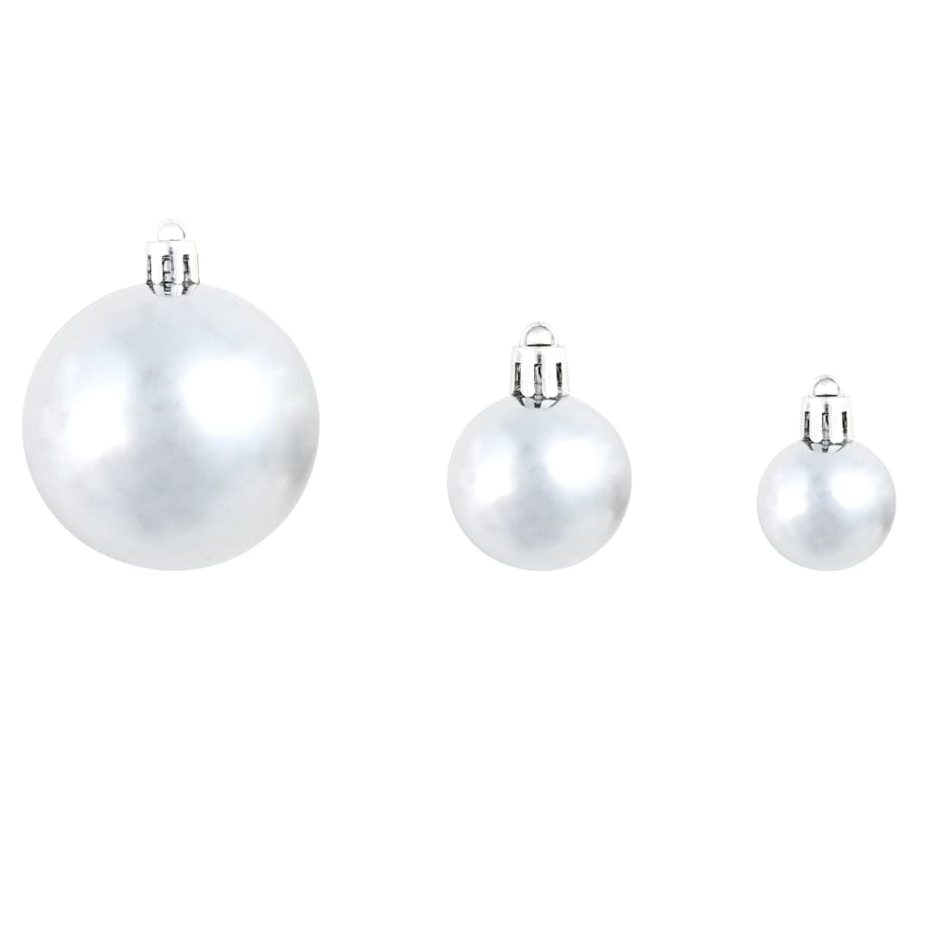 100-Delige Kerstballenset 3/4/6 Cm Wit/Grijs