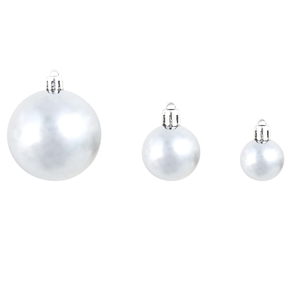 100-Delige Kerstballenset 3/4/6 Cm Wit/Grijs