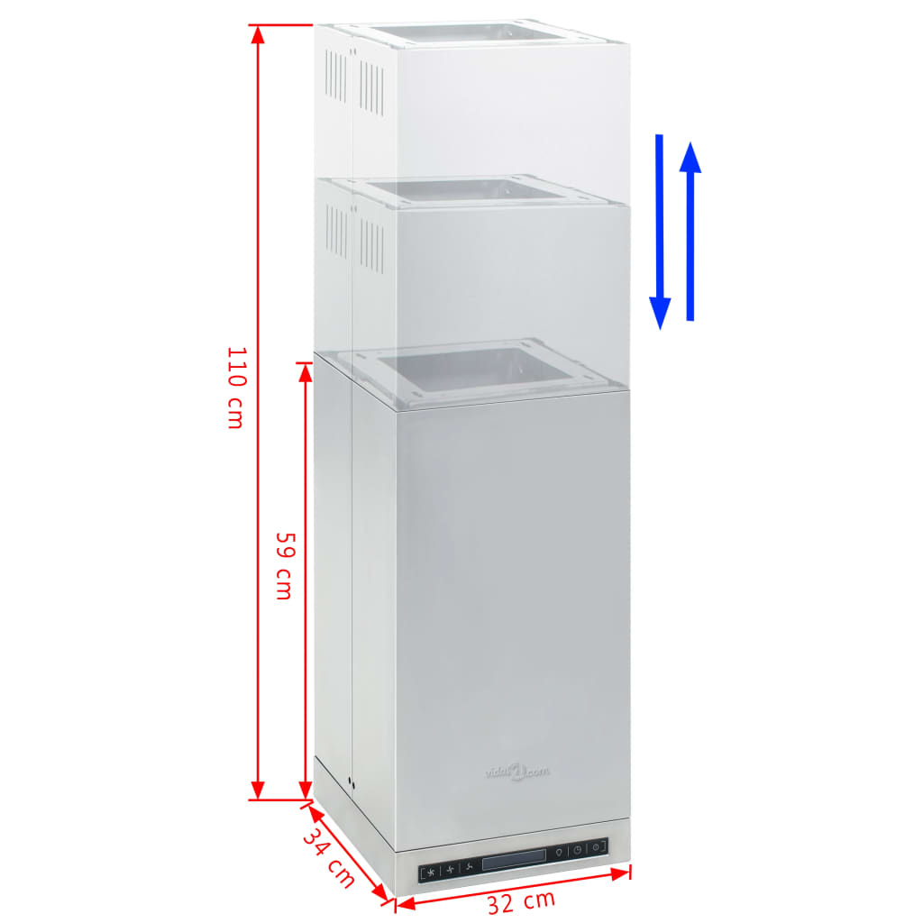 Eilandafzuigkap Lcd-Scherm Sensor 756 M³/U Led