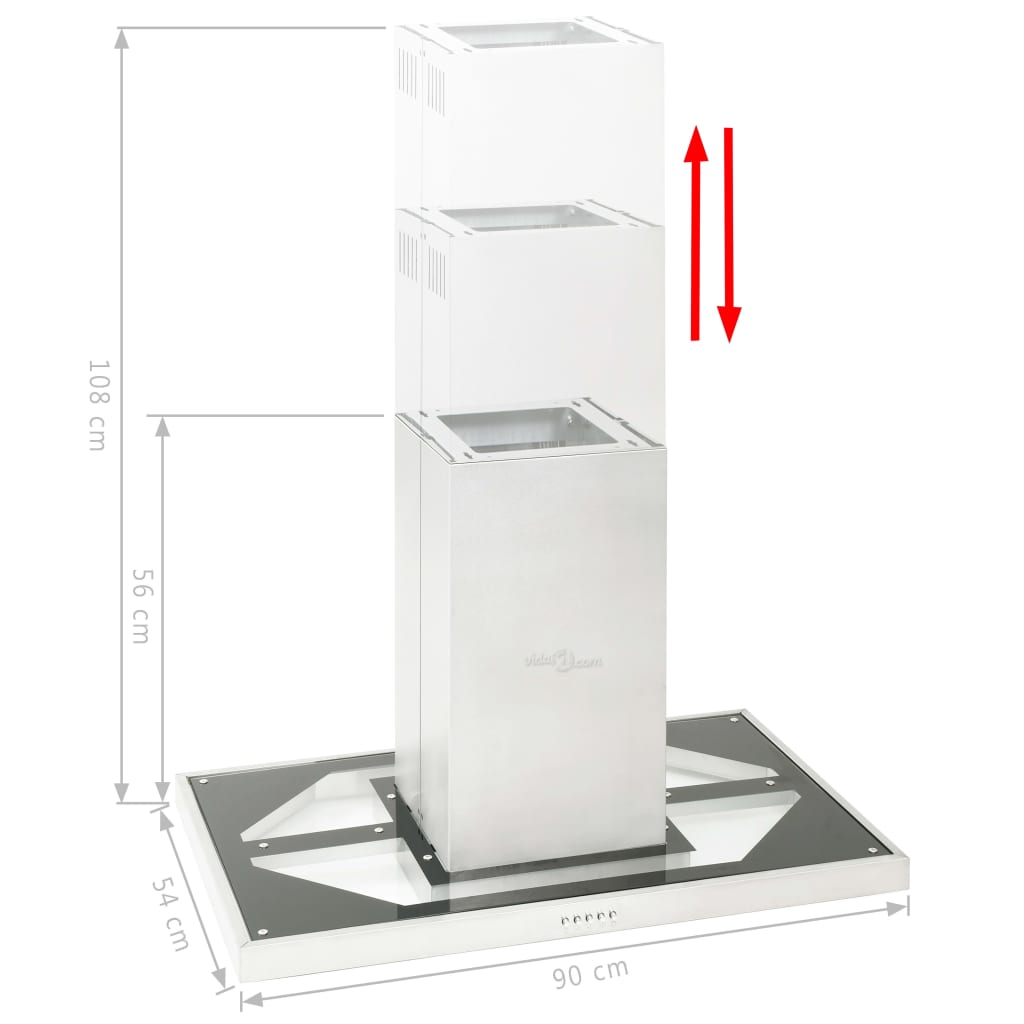 Eilandafzuigkap 756 M³/U Led 90 Cm Roestvrij Staal