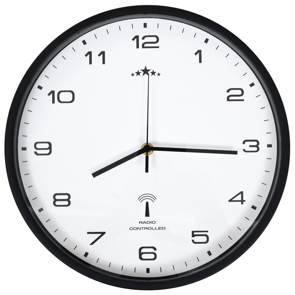 Wandklok Met Quartz Uurwerk Radiogestuurd 31 Cm Wit En Zwart