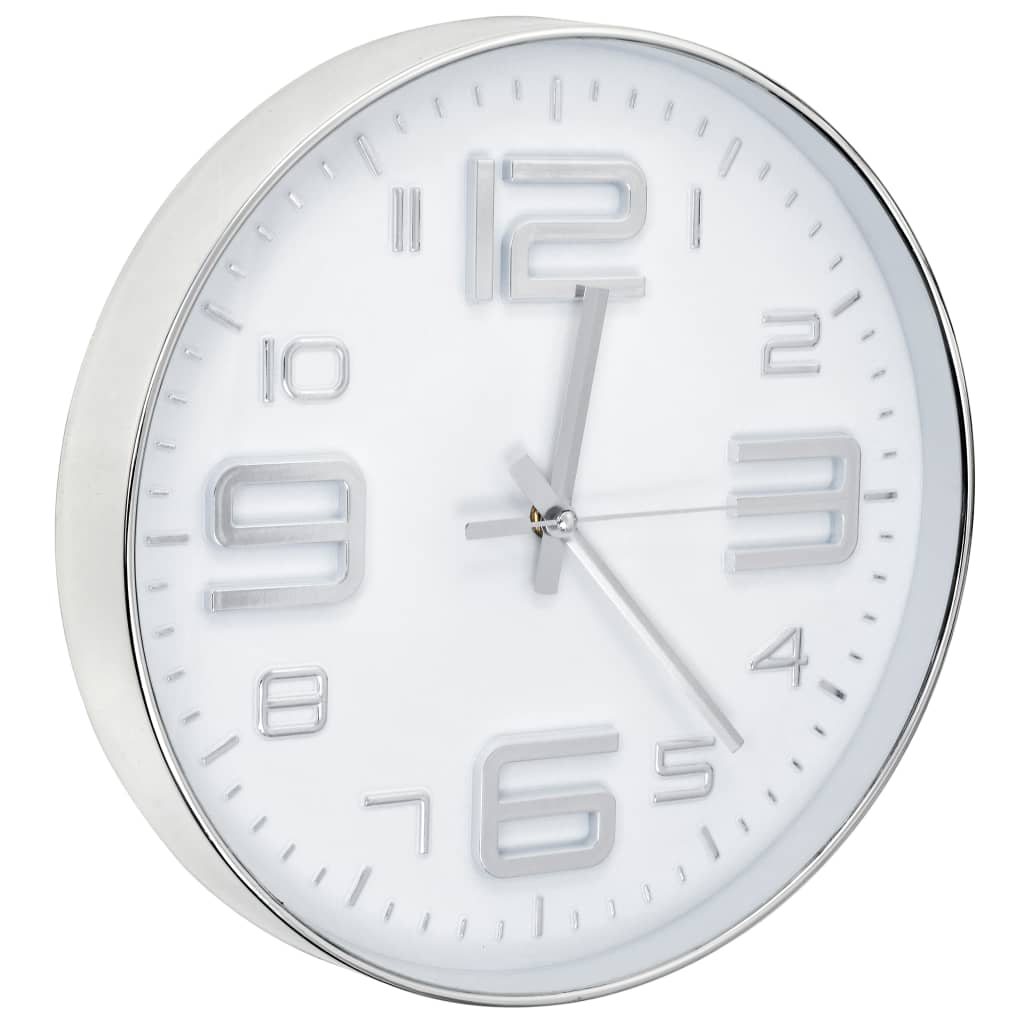 Wandklok 30 Cm Zilverkleurig