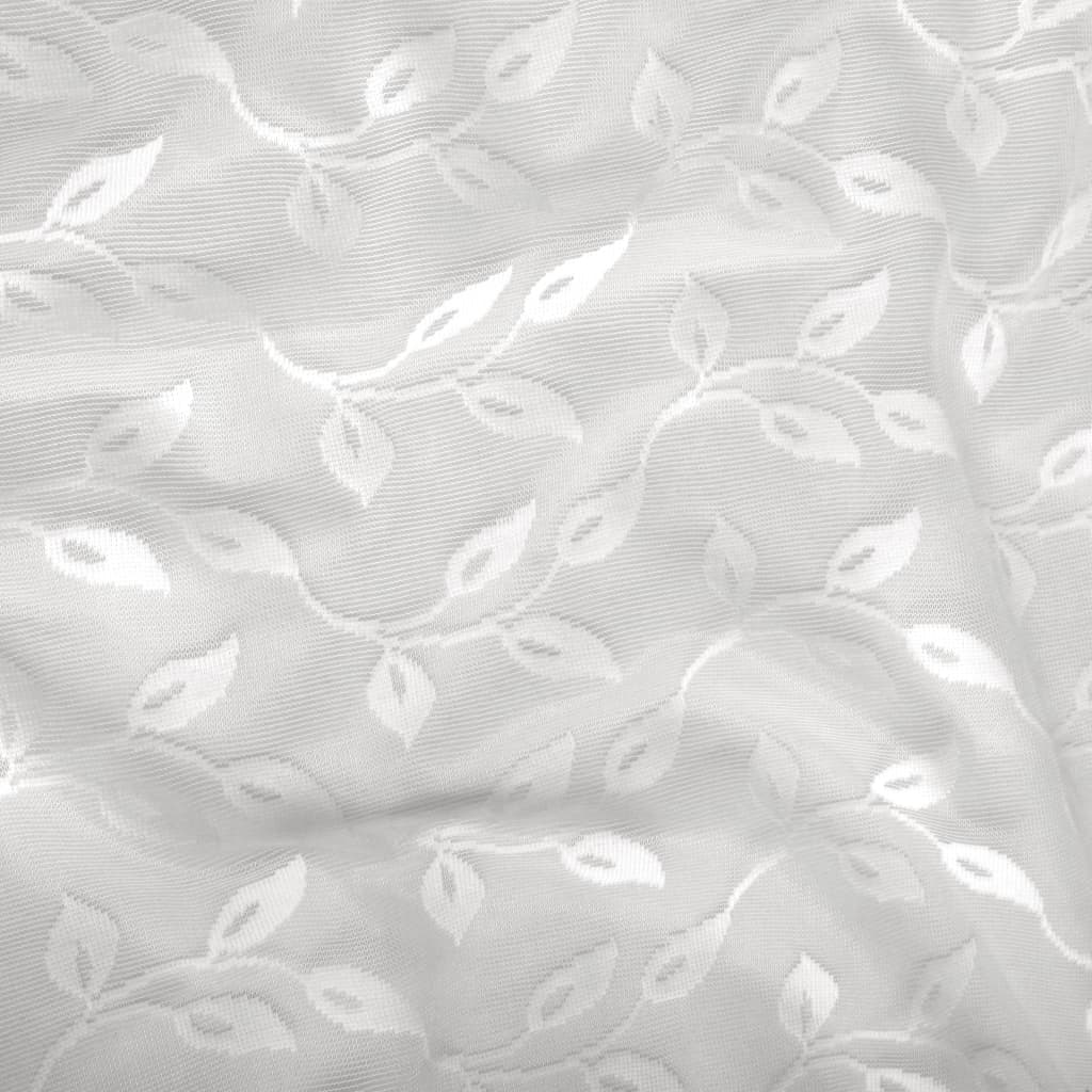 Glasgordijnen Warp-Gebreid 140X175 Cm Bladeren Wit 2 St
