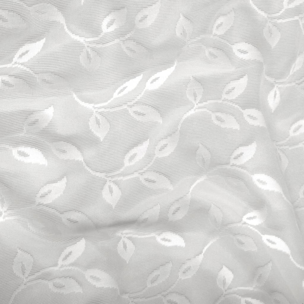 Glasgordijnen Warp-Gebreid 140X245 Cm Bladeren Wit 2 St