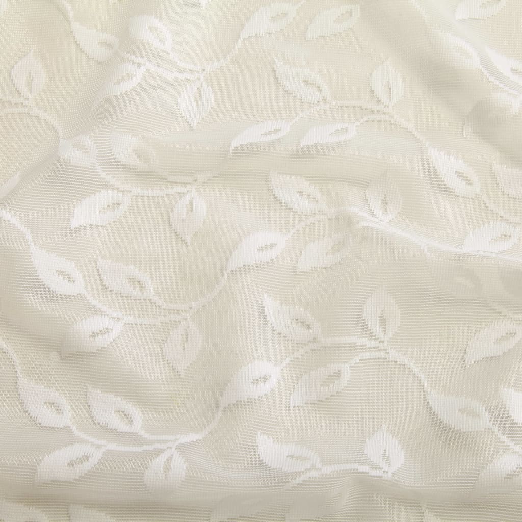 Glasgordijnen Warp-Gebreid 140X175 Cm Bladeren Crème 2 St