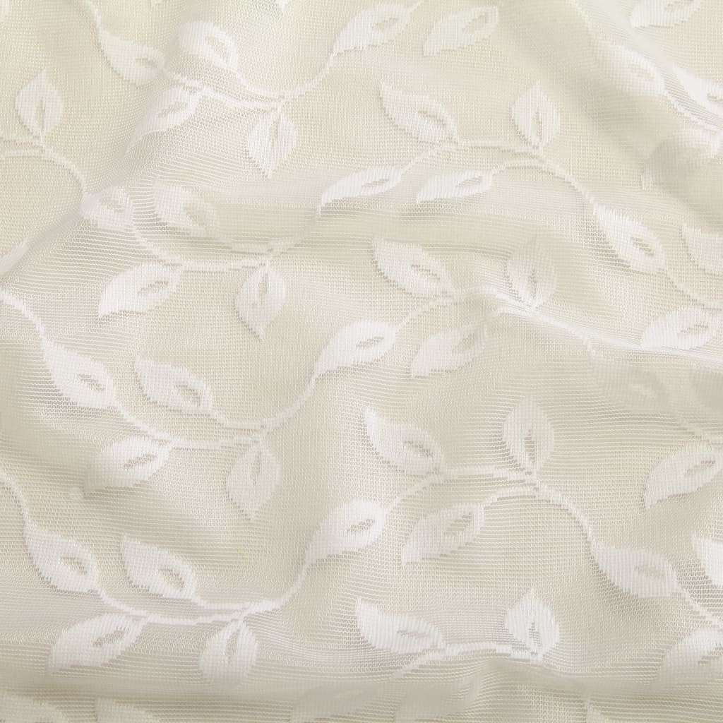 Glasgordijnen Warp-Gebreid 140X245 Cm Bladeren Crème 2 St