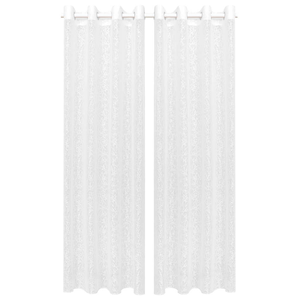Glasgordijnen Warp-Gebreid 140X175 Cm Takken Wit 2 St