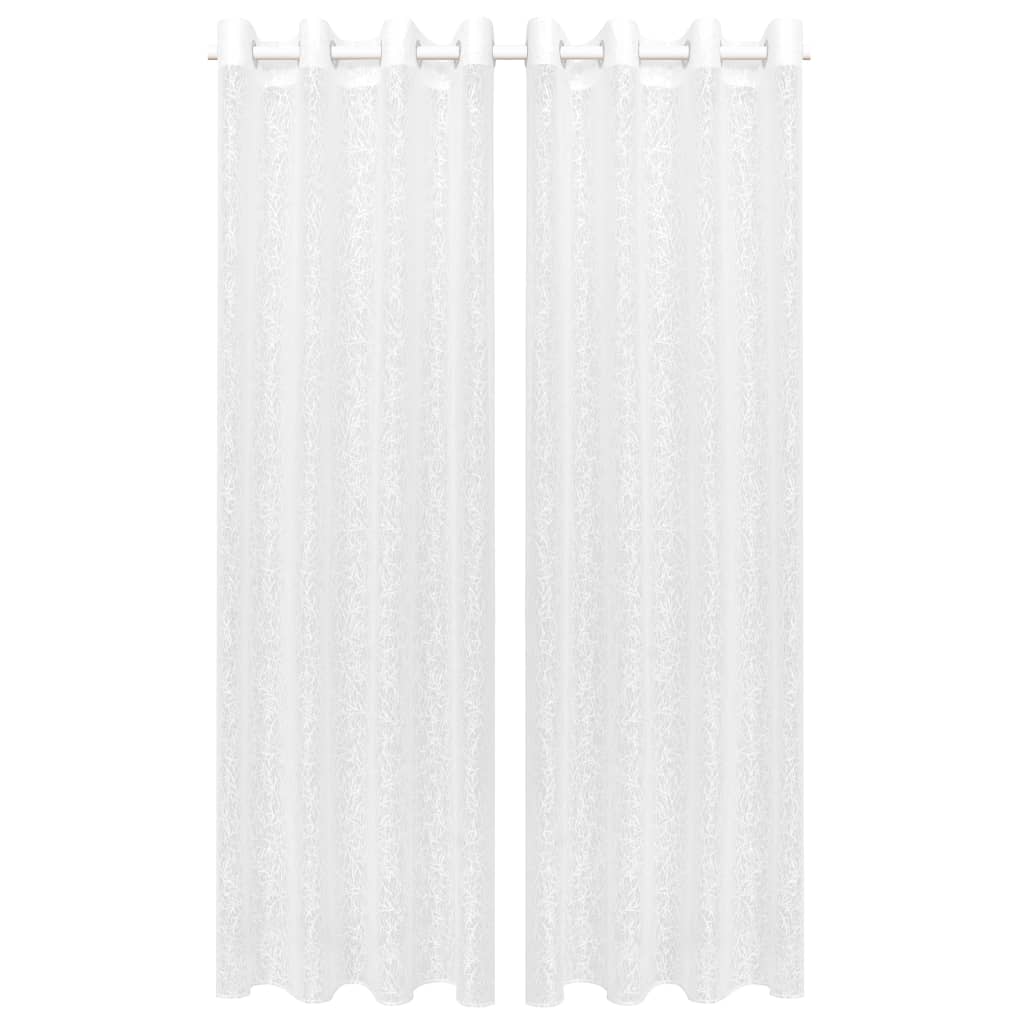 Glasgordijnen Warp-Gebreid 140X225 Cm Takken Wit 2 St