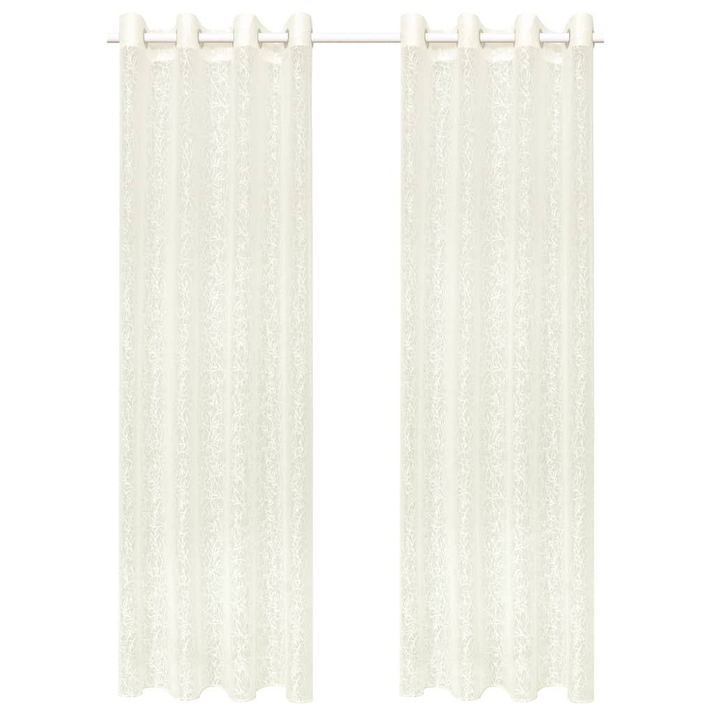 Glasgordijnen Warp-Gebreid 140X175 Cm Takken Crème 2 St