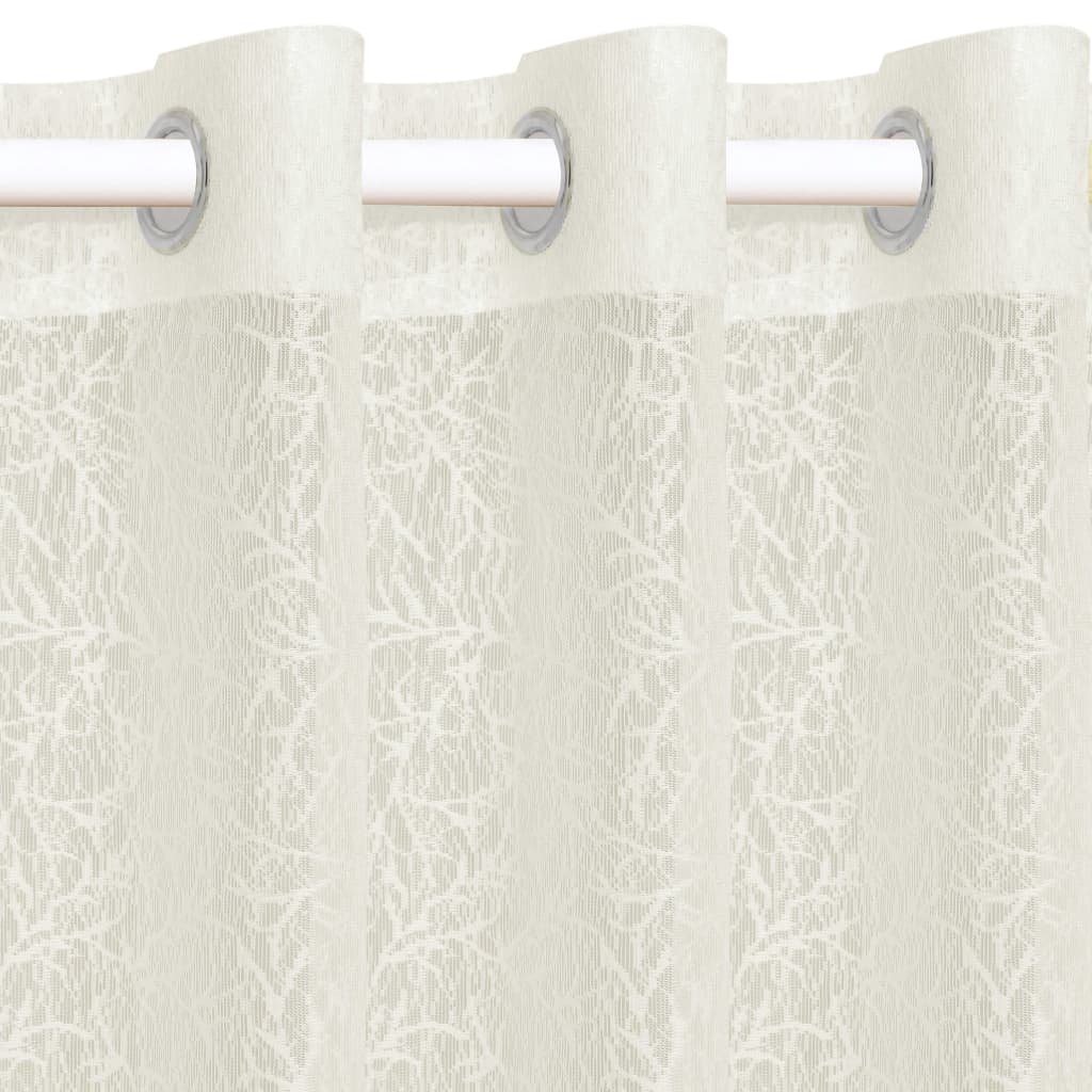 Glasgordijnen Warp-Gebreid 140X175 Cm Takken Crème 2 St