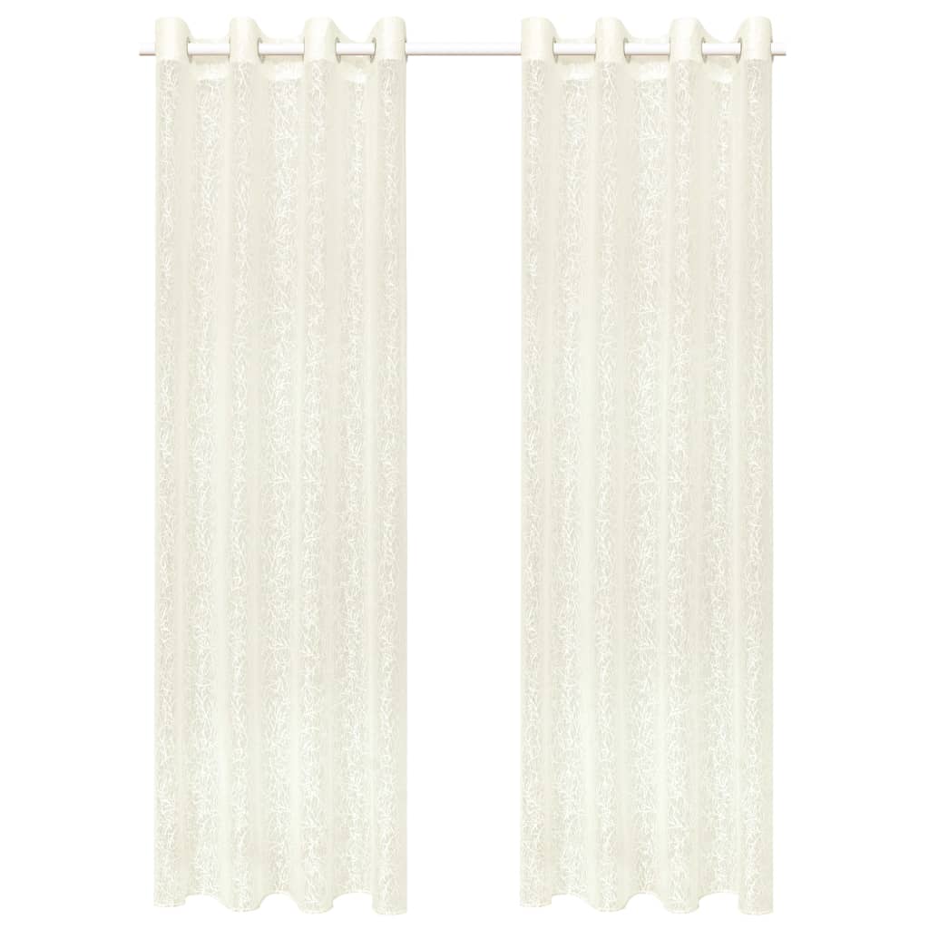 Glasgordijnen Warp-Gebreid 140X225 Cm Takken Crème 2 St