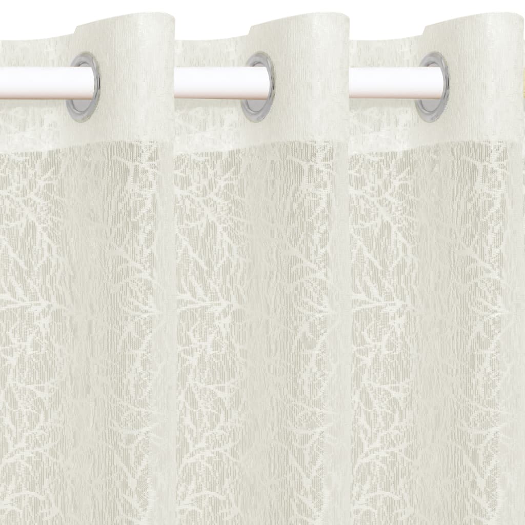 Glasgordijnen Warp-Gebreid 140X225 Cm Takken Crème 2 St