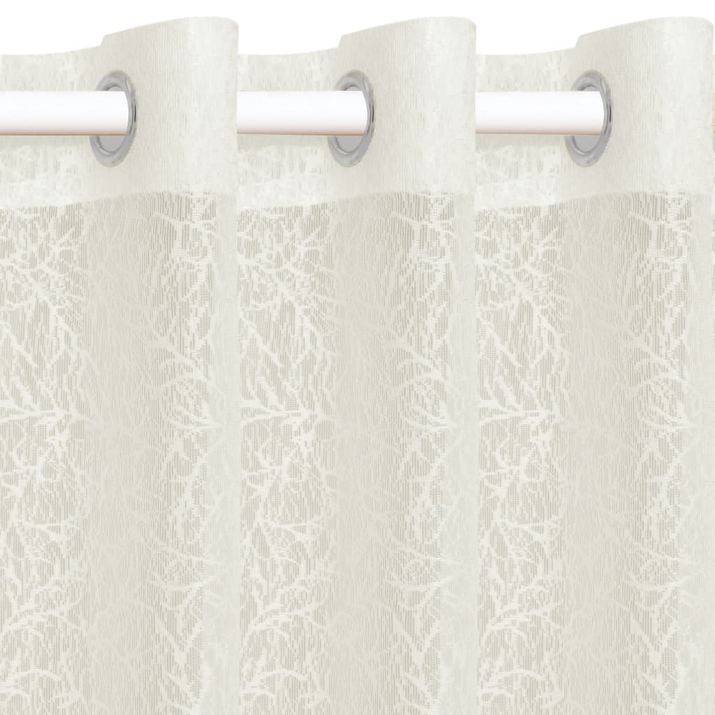 Glasgordijnen Warp-Gebreid 140X245 Cm Takken Crème 2 St