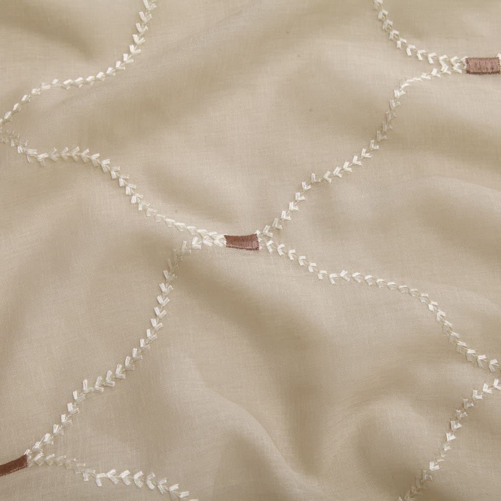 Glasgordijnen Geborduurd 140X175 Cm Beige 2 St