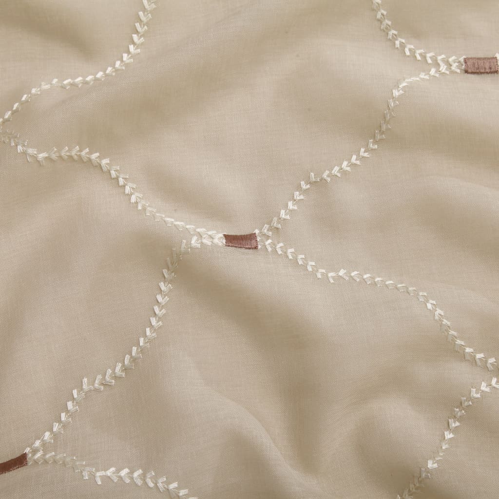 Glasgordijnen Geborduurd 140X245 Cm Beige 2 St