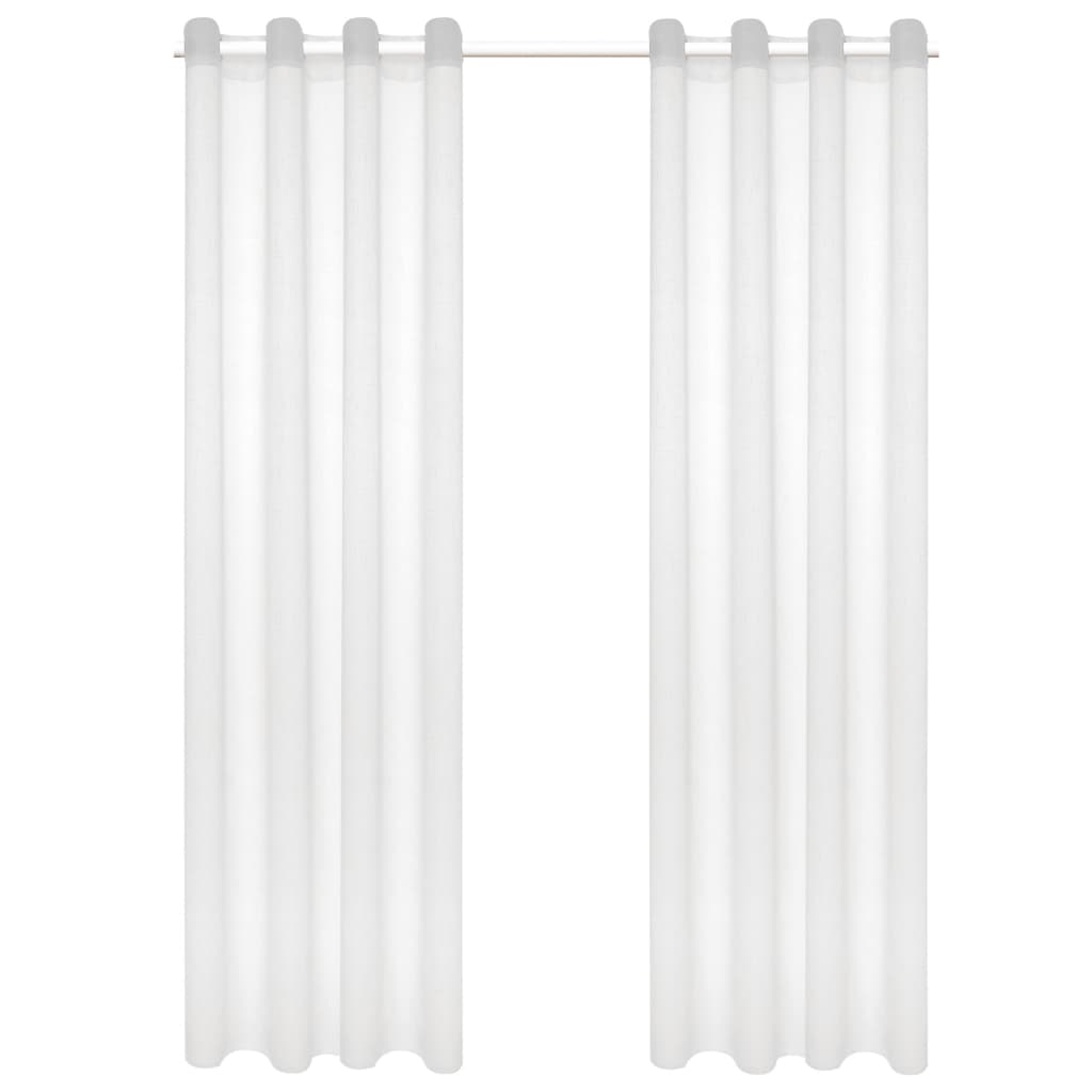 Glasgordijnen Linnen-Look 140X175 Cm Wit 2 St