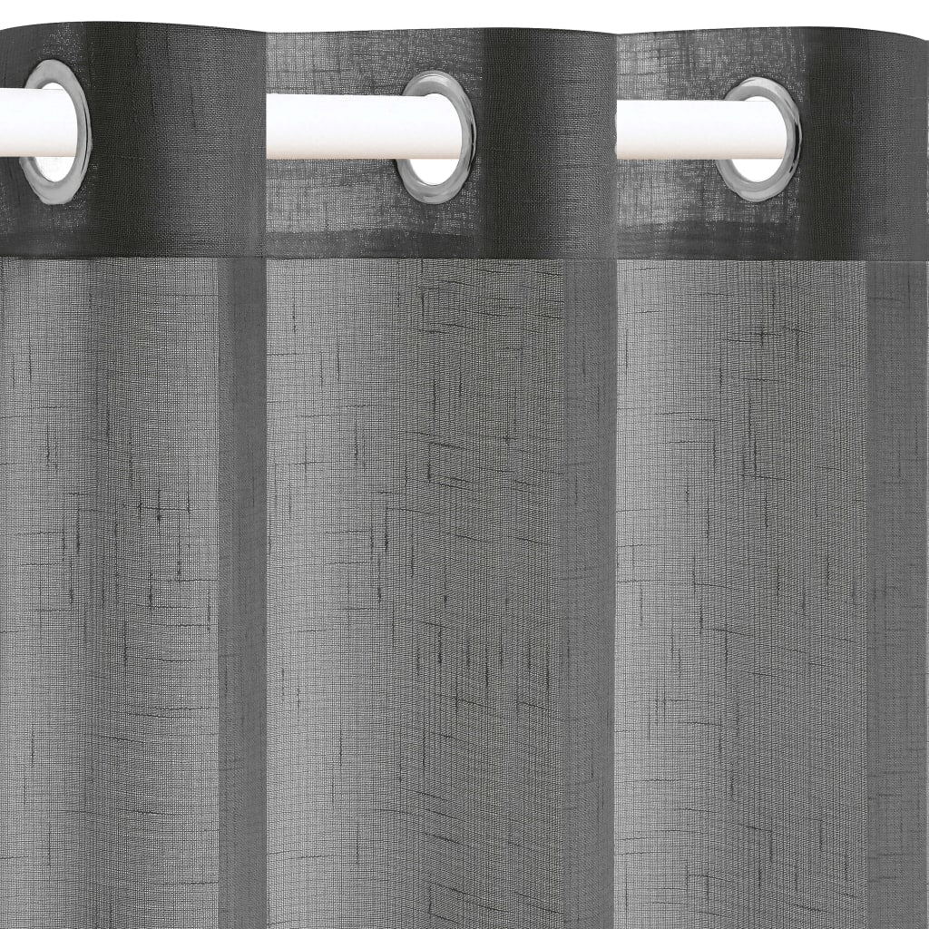 Glasgordijnen Linnen-Look 140X225 Cm Antraciet 2 St
